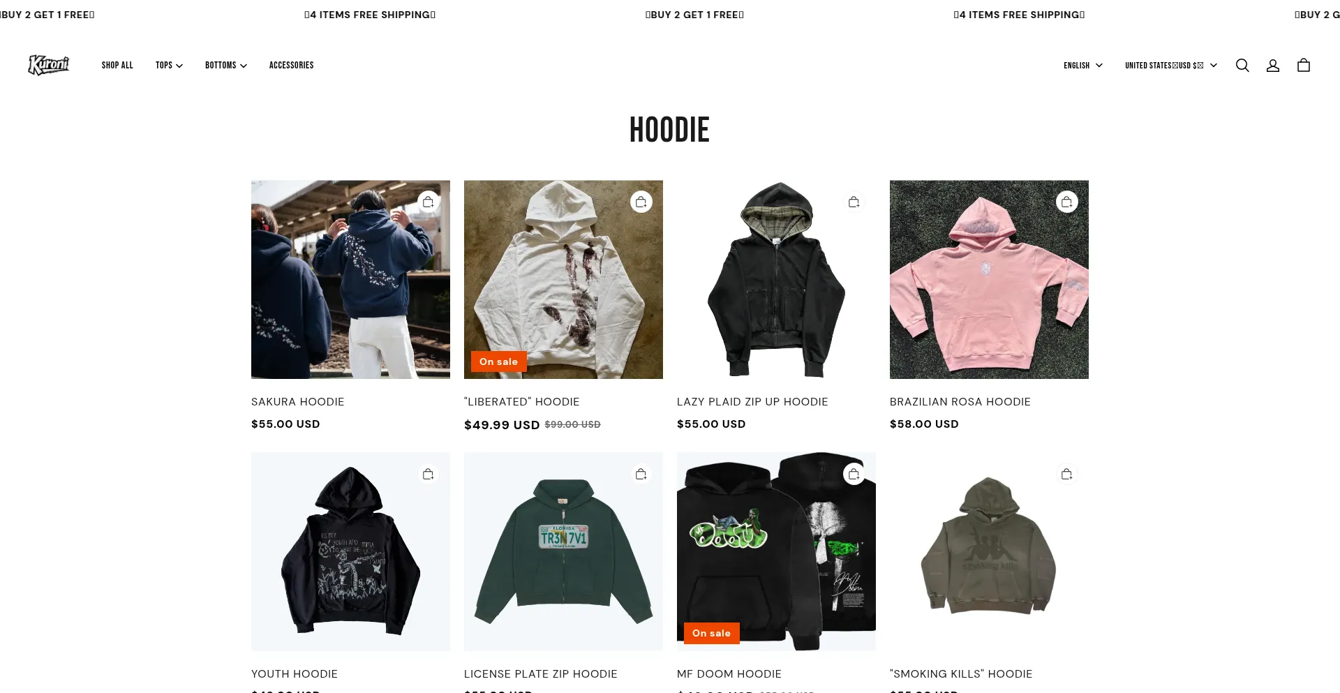 Website screenshot of Kuroniwear.com