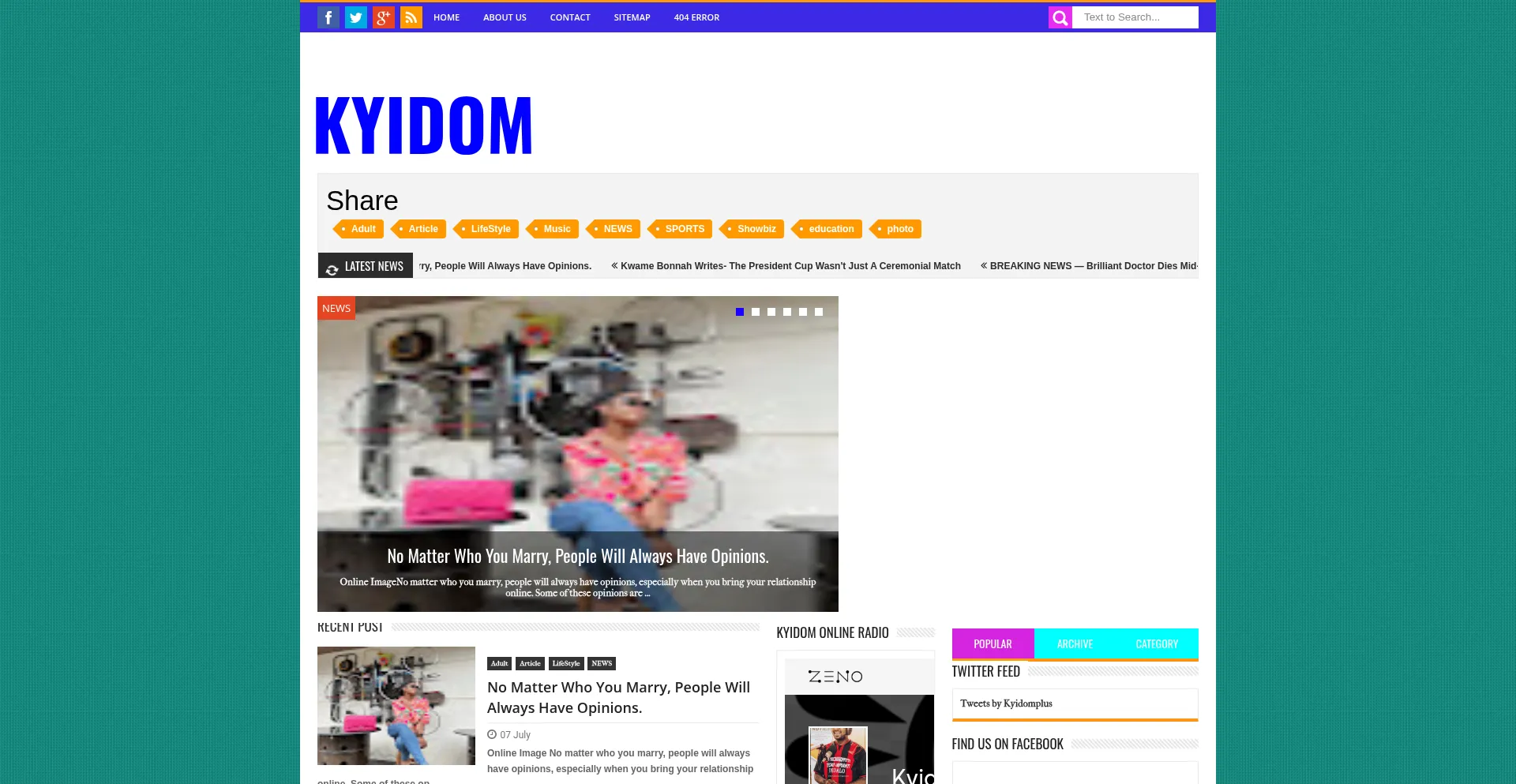 Website screenshot of Kyidomonline.blogspot.com