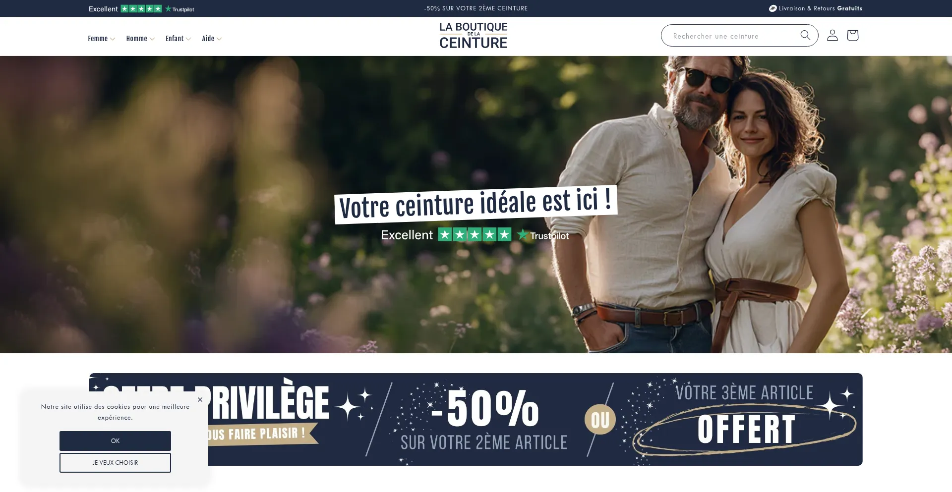 Website screenshot of Laboutiquedelaceinture.fr