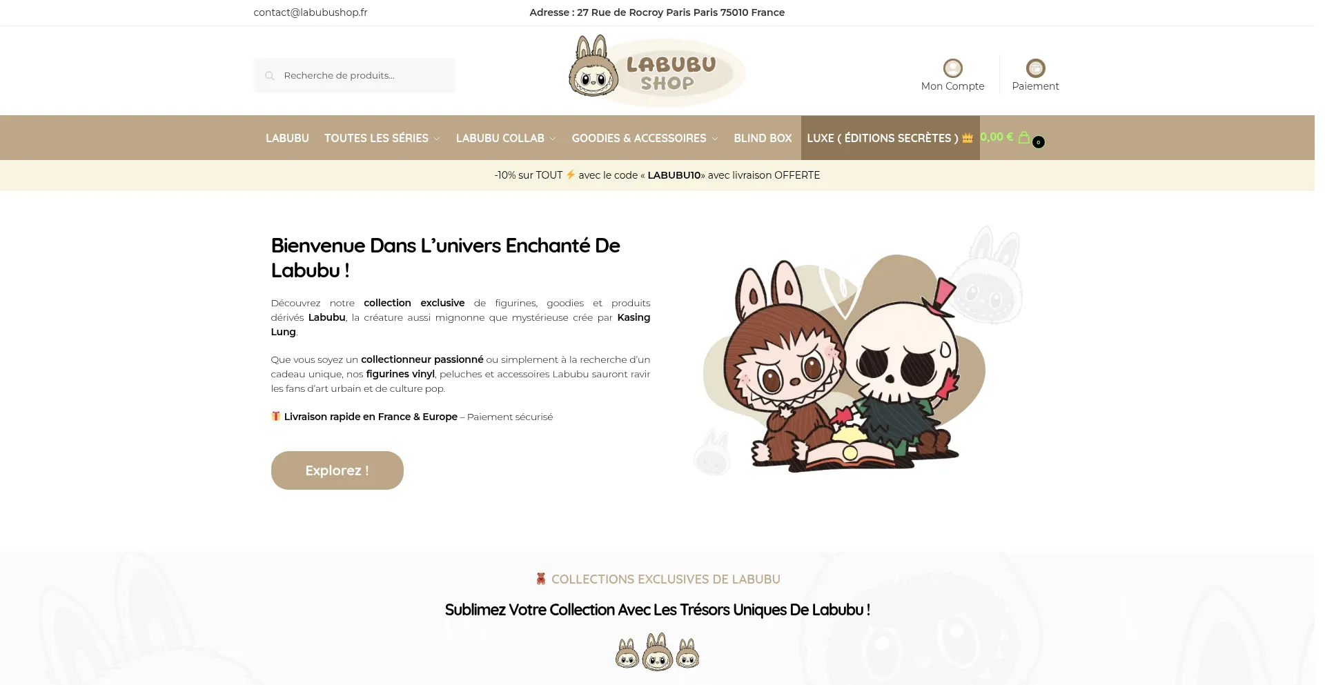 Website screenshot of Labubushop.fr