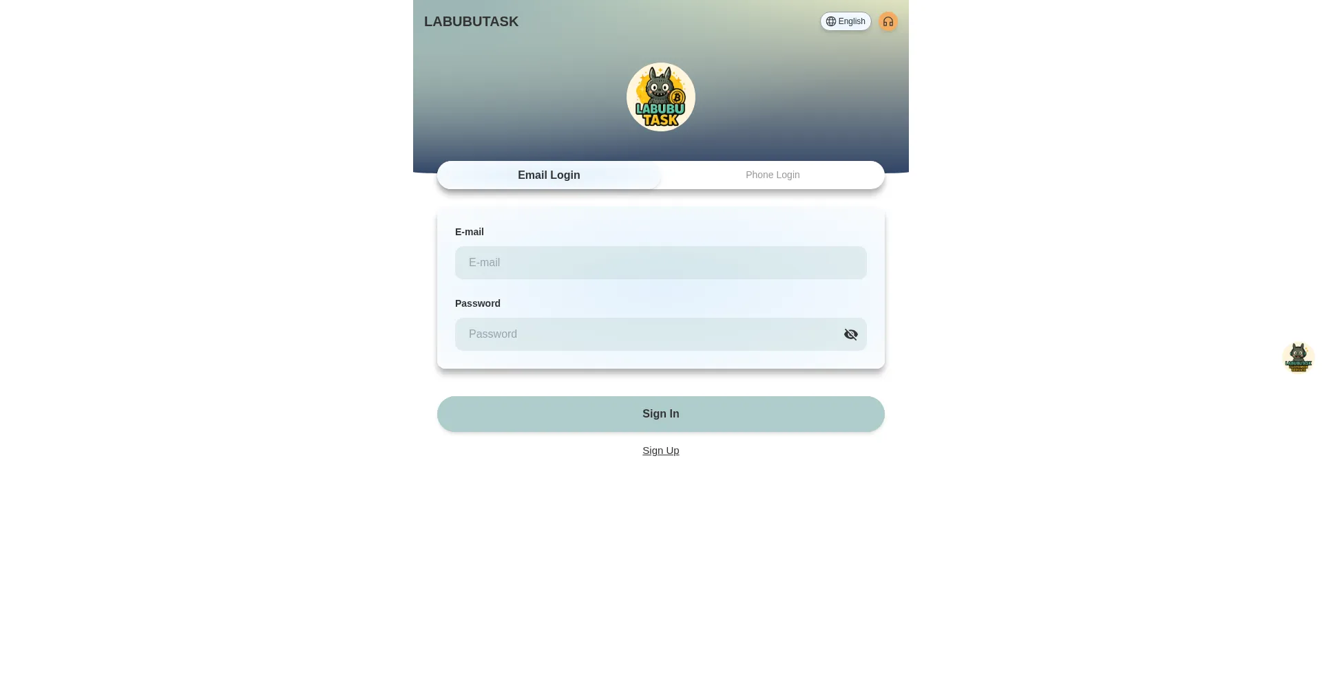 Website screenshot of Labubutask.com