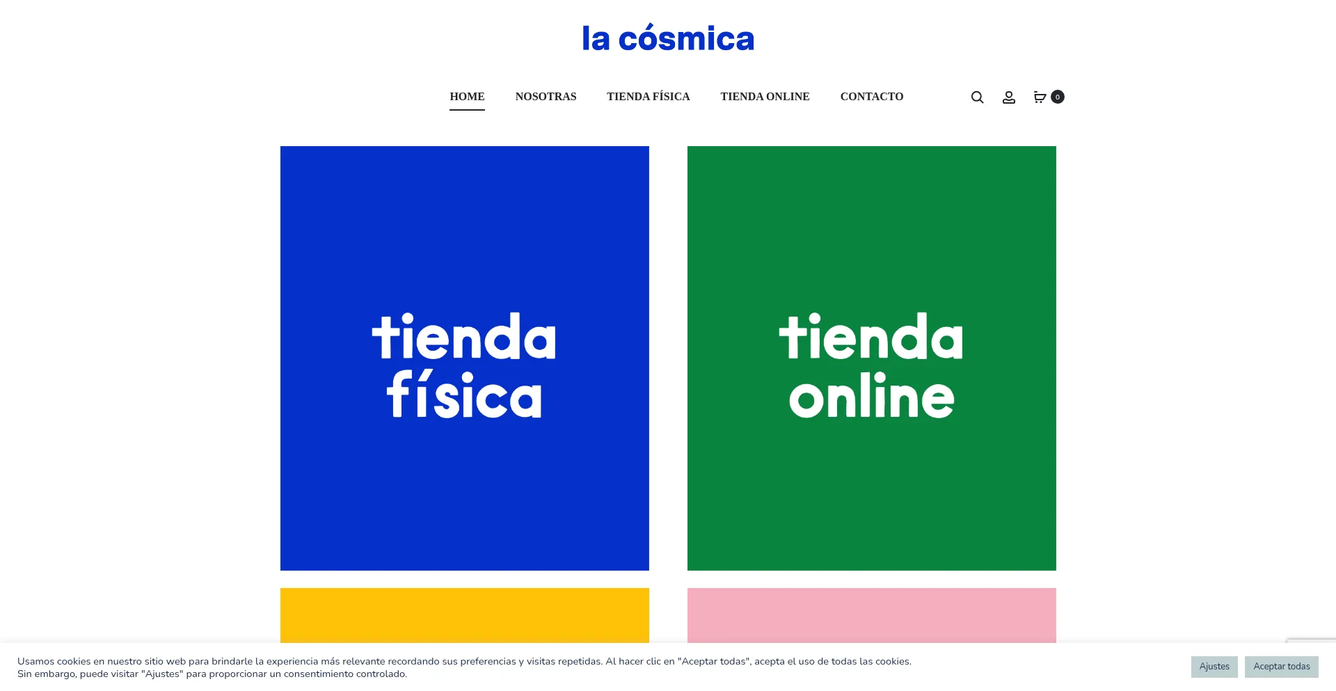 Website screenshot of Lacosmica.store