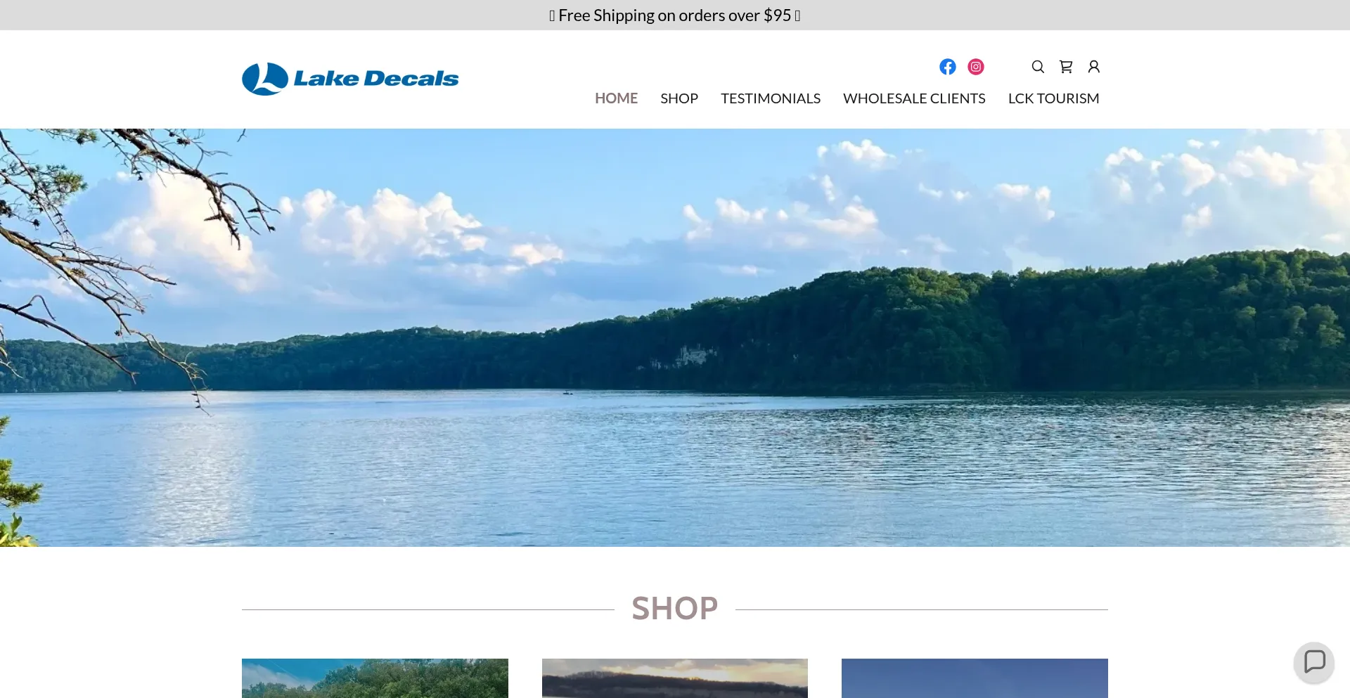 Website screenshot of Lakedecals.com