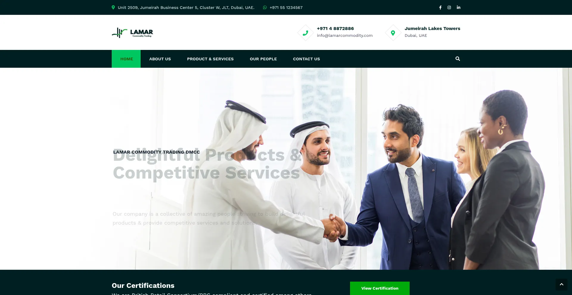 Website screenshot of Lamarcommodity.com