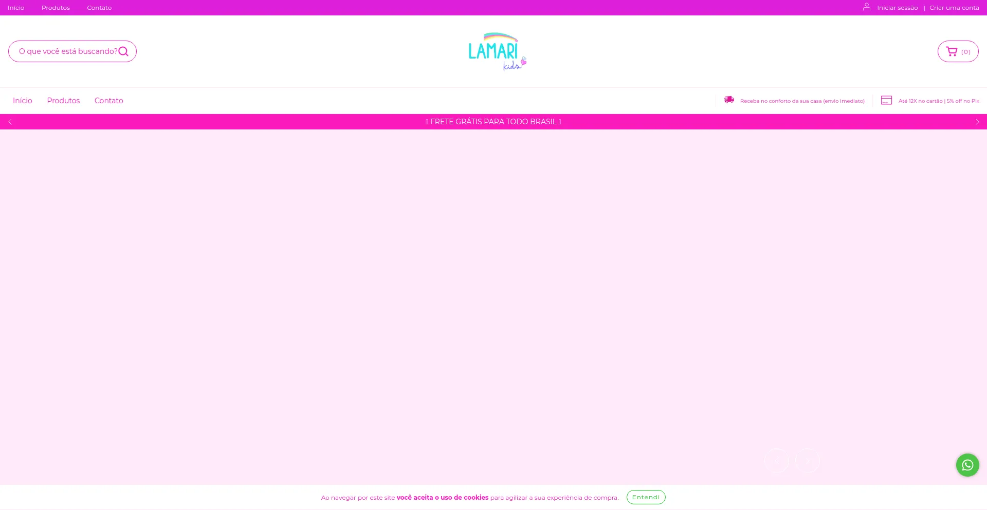 Website screenshot of Lamarikids.com.br