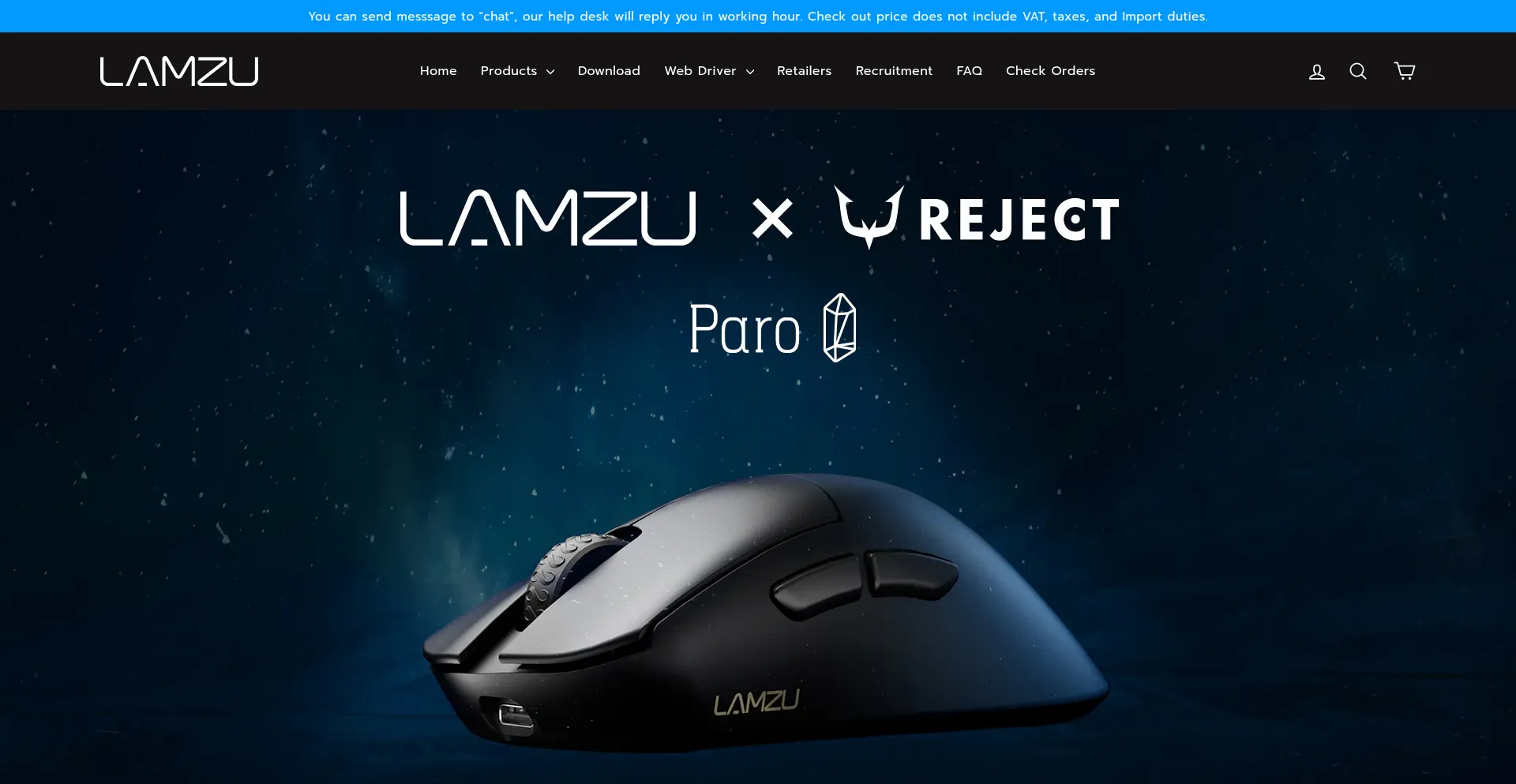Website screenshot of Lamzu.com