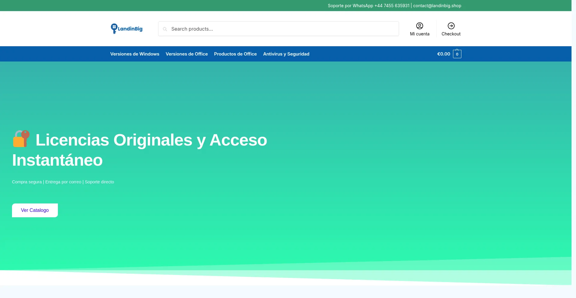Website screenshot of Landinbig.shop