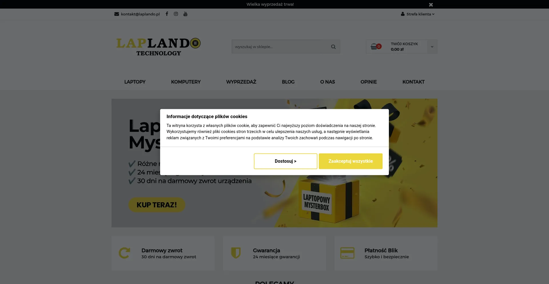 Website screenshot of Laplando.pl