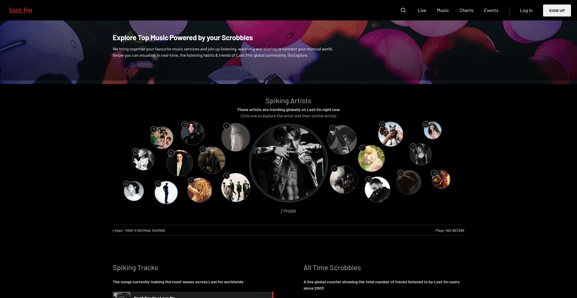 Website screenshot of Last.fm