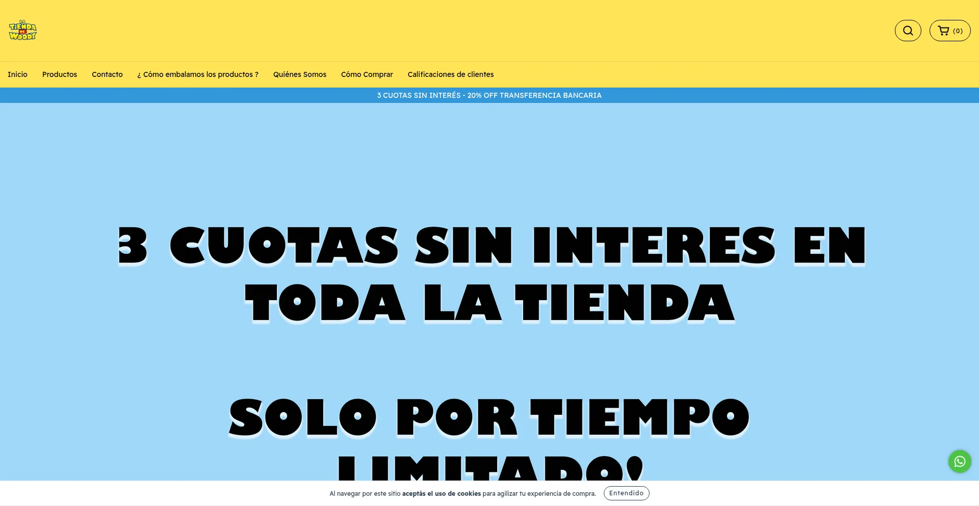 Website screenshot of Latiendadewoody.com.ar