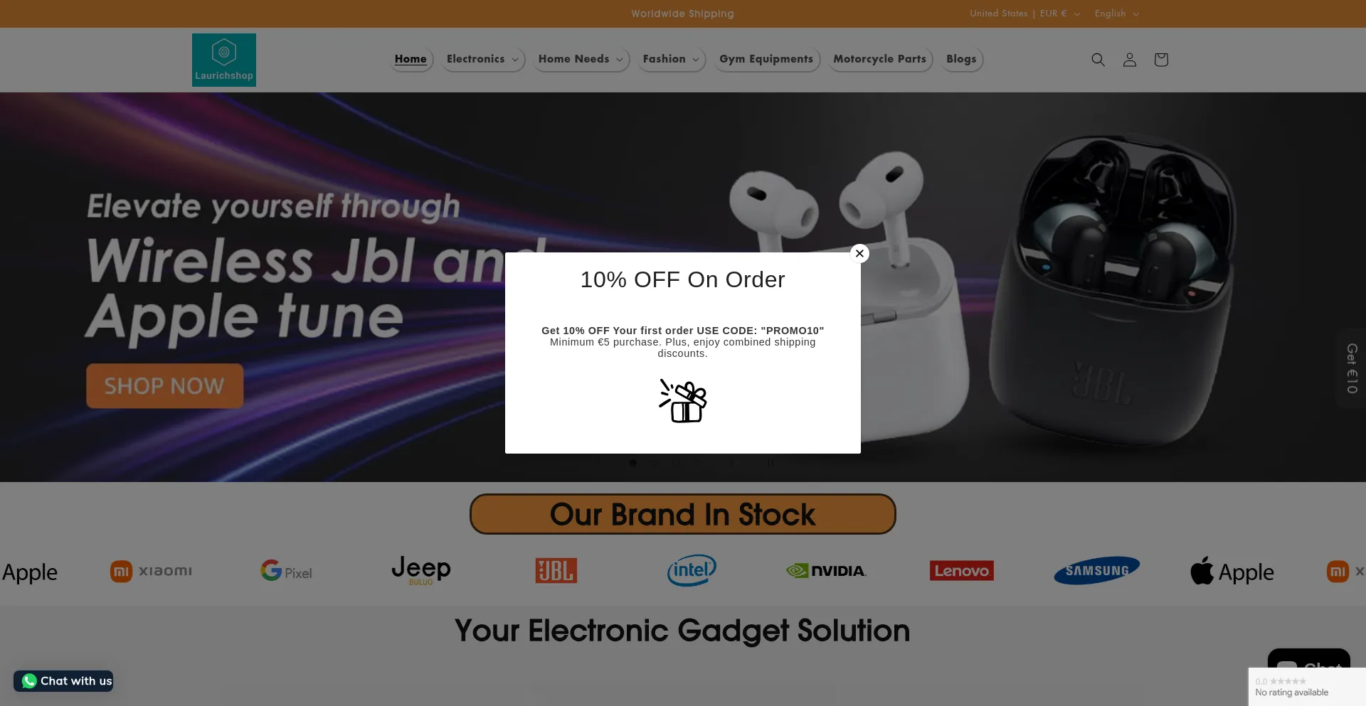 Website screenshot of Laurichshop.com