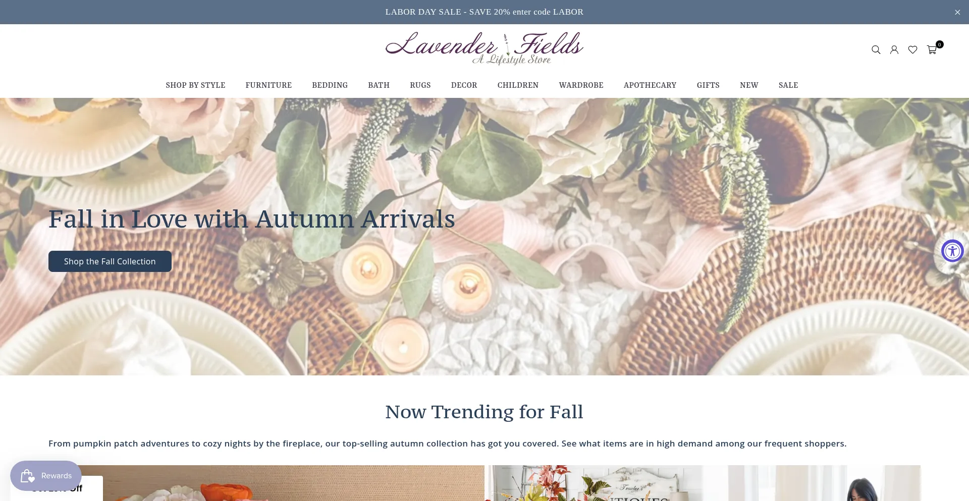 Website screenshot of Lavenderfieldsonline.com