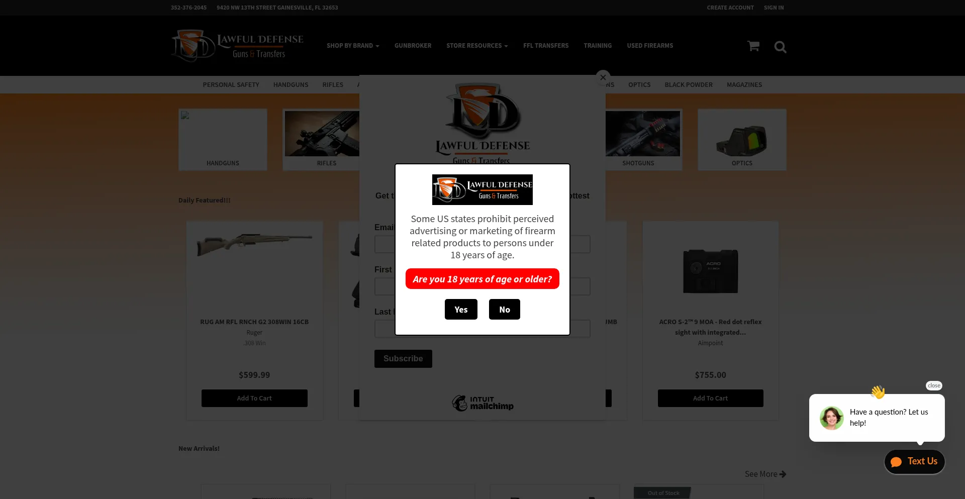 Website screenshot of Lawfuldefense.com