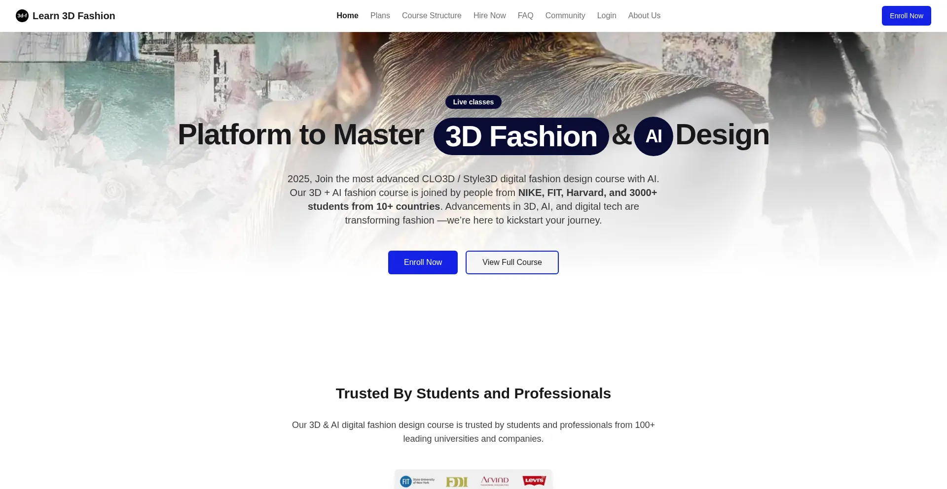 Website screenshot of Learn3dfashion.com