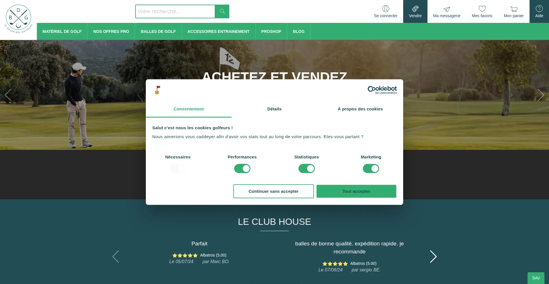 Website screenshot of Lebazardesgolfeurs.com
