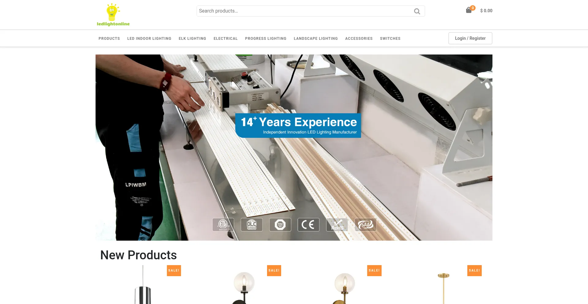 Website screenshot of Ledlightonline.com