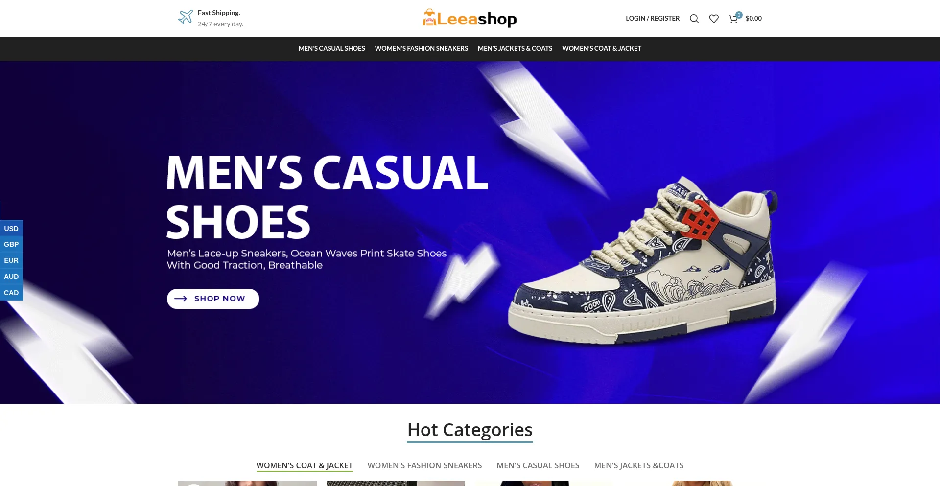 Website screenshot of Leeashop.com