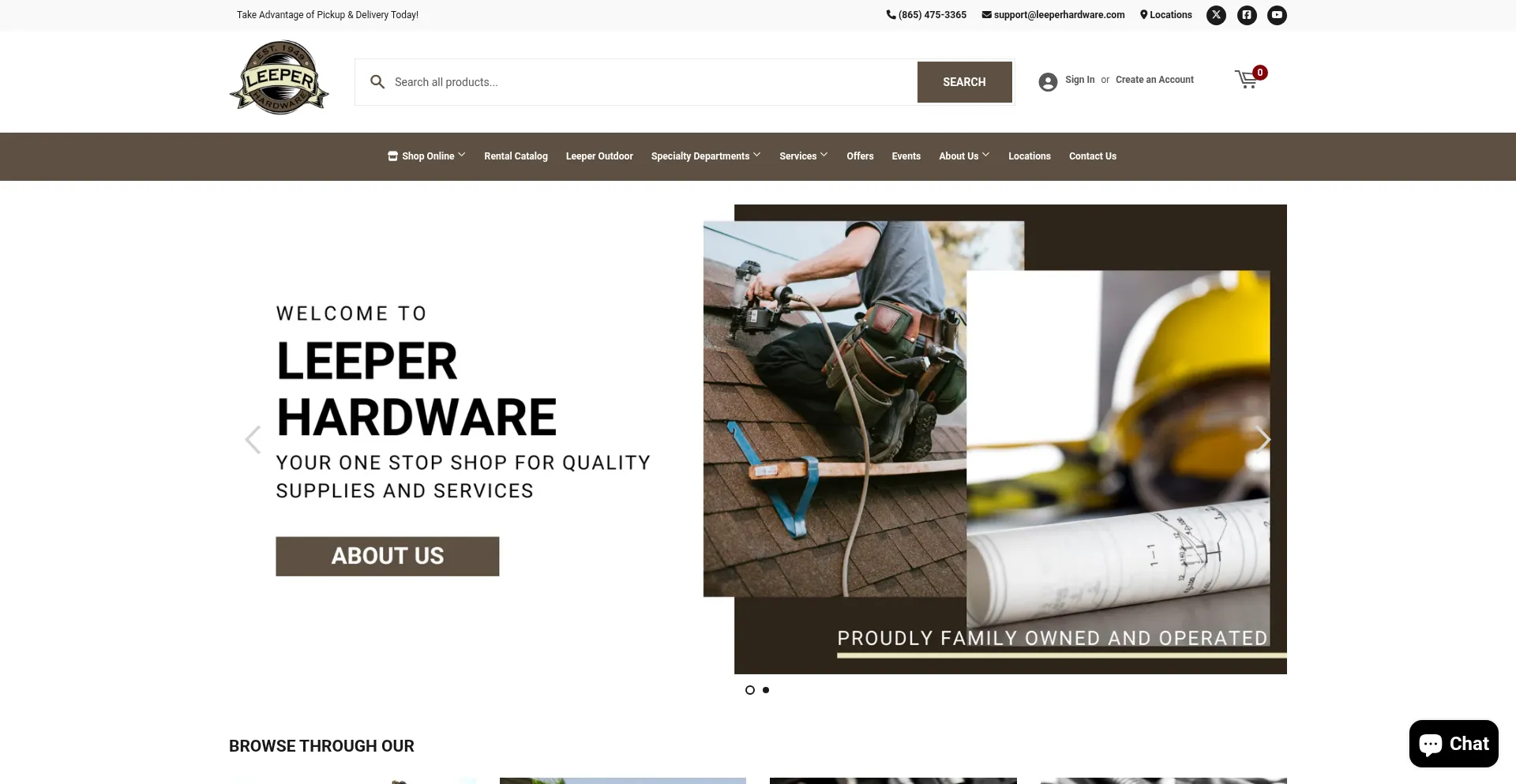 Website screenshot of Leeperhardware.com