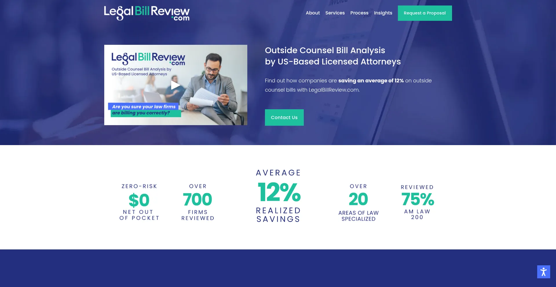 Website screenshot of Legalbillreview.com