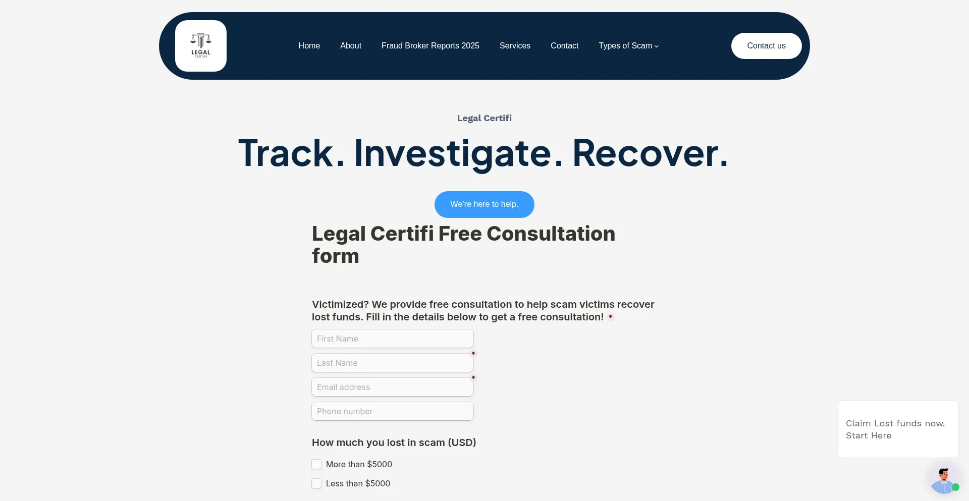 Website screenshot of Legalcertifi.com