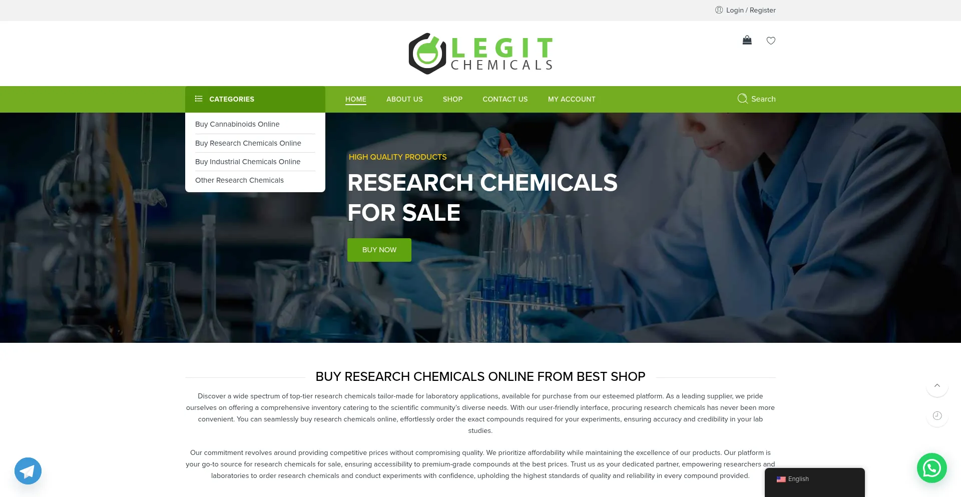 Website screenshot of Legitchemicals.com