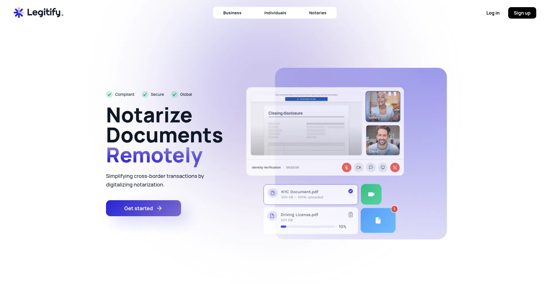 Website screenshot of Legitify.eu