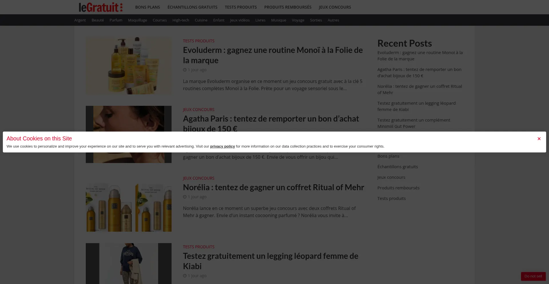 Website screenshot of Legratuit.fr
