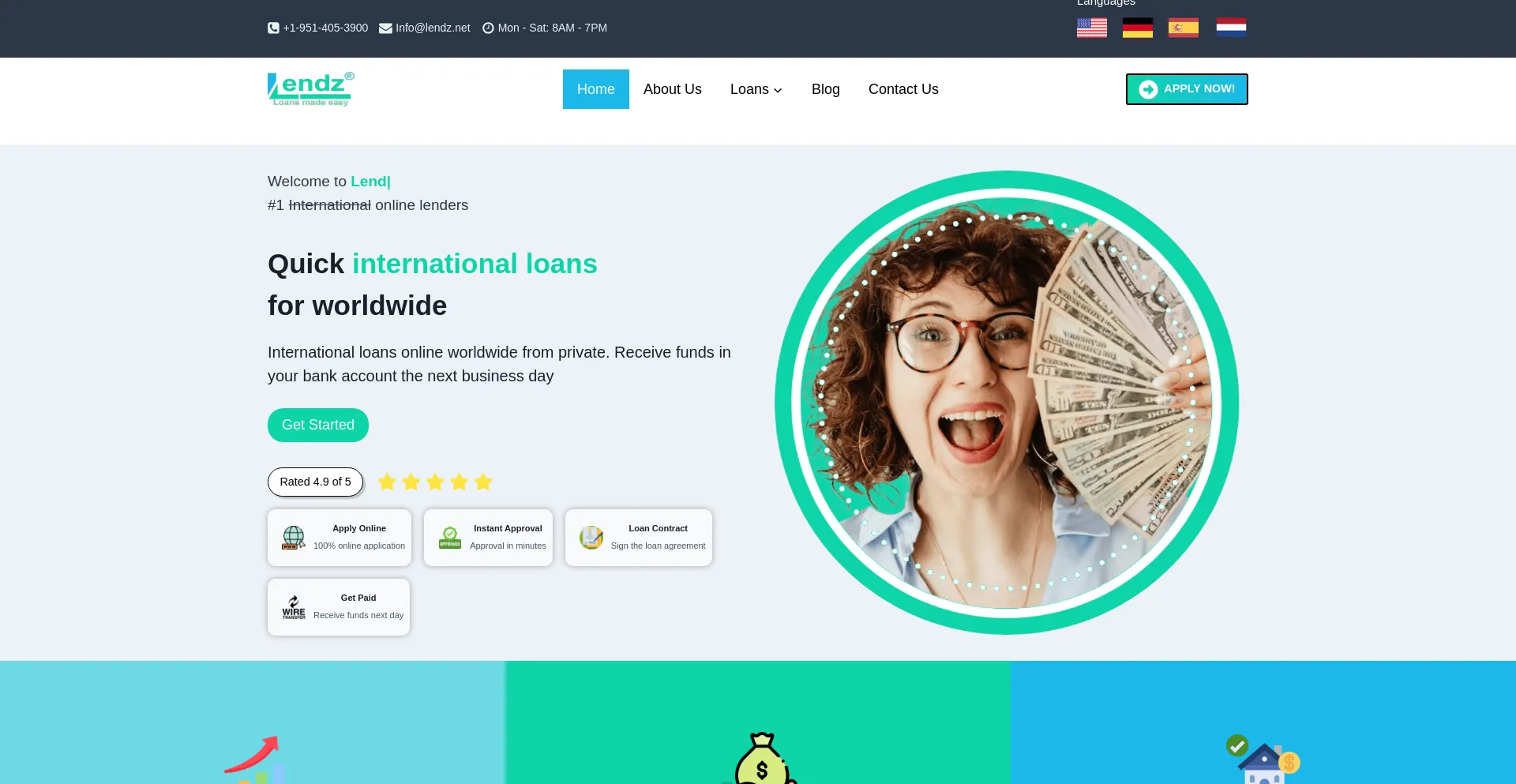Website screenshot of Lendz.net