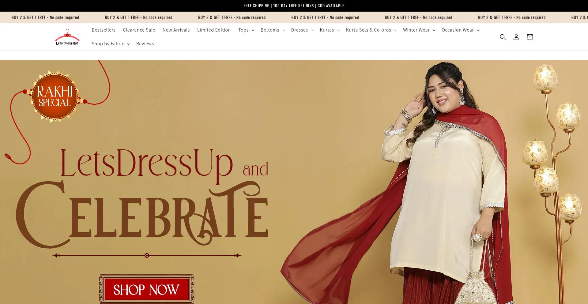 Website screenshot of Letsdressup.in