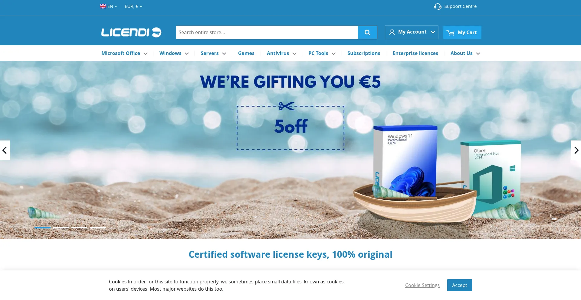 Website screenshot of Licendi.com