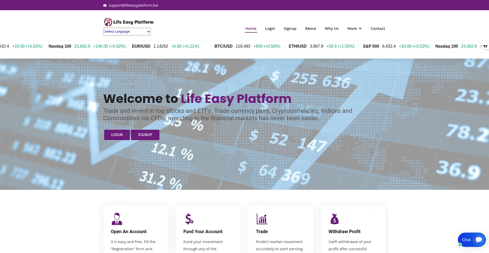 Website screenshot of Lifeeasyplatform.live