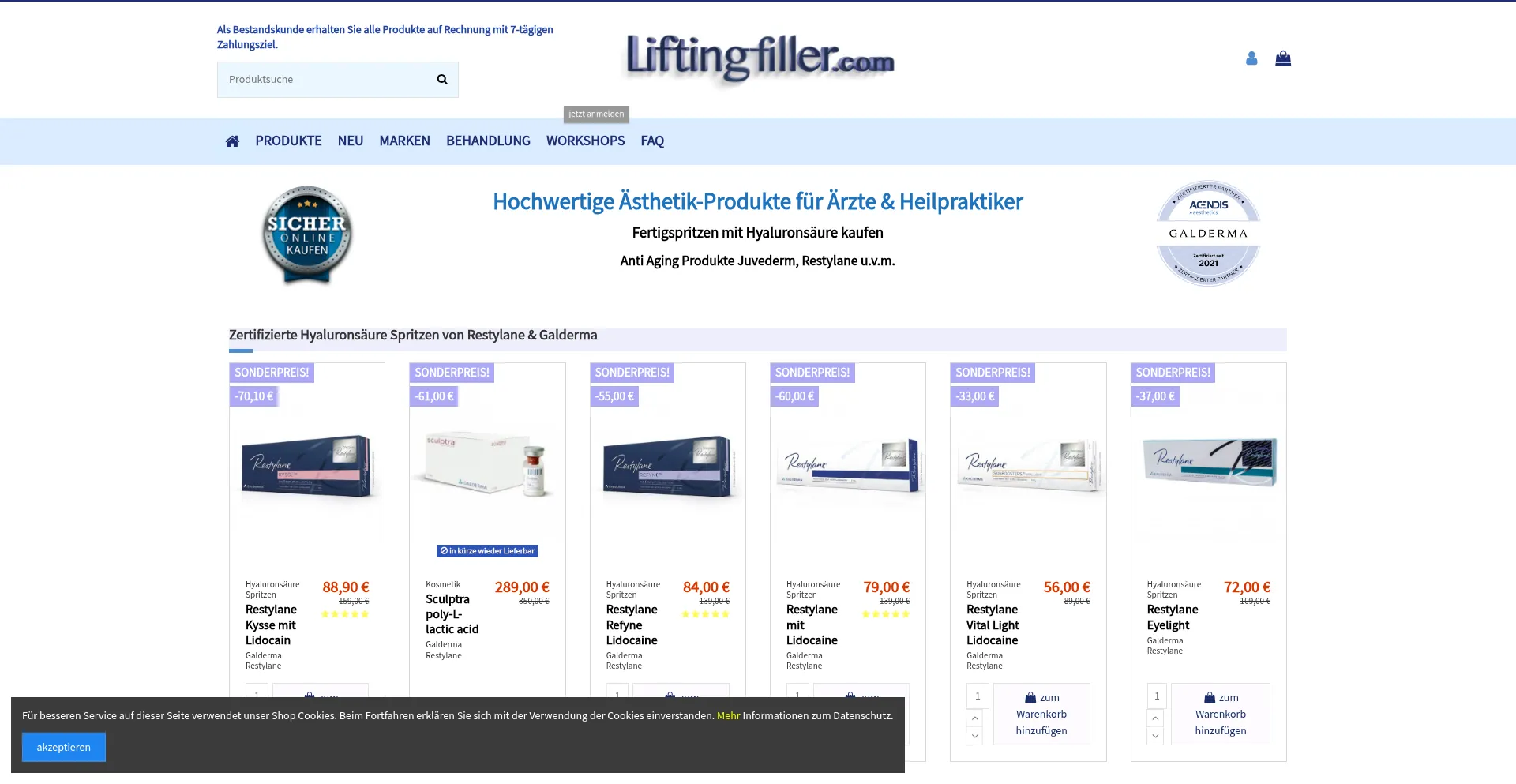 Website screenshot of Lifting-filler.com