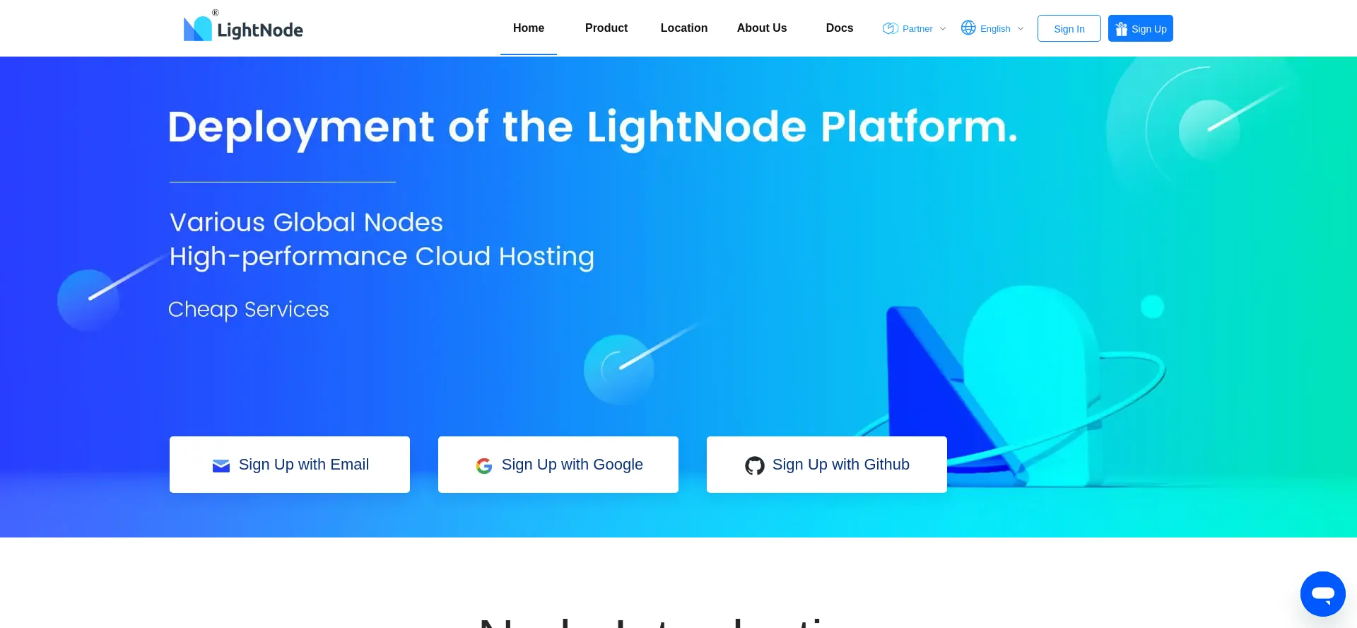 Website screenshot of Lightnode.com