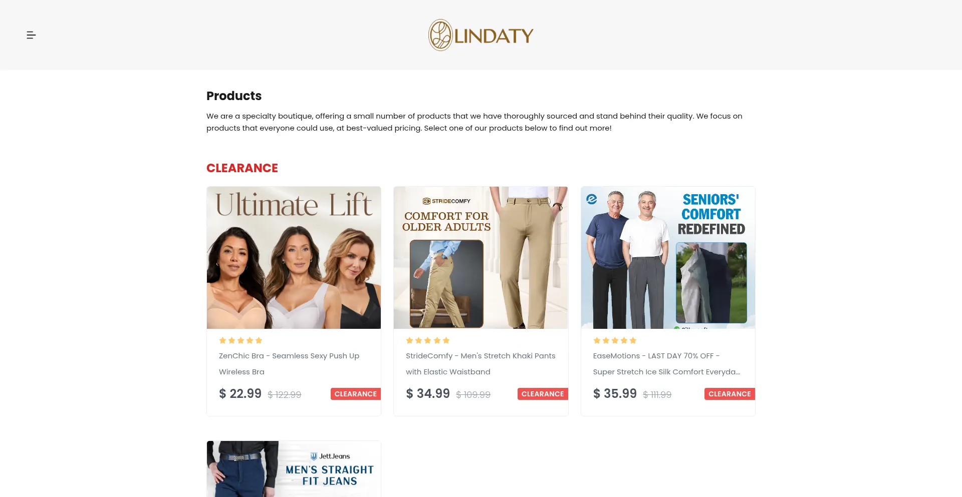 Website screenshot of Lindaty.com