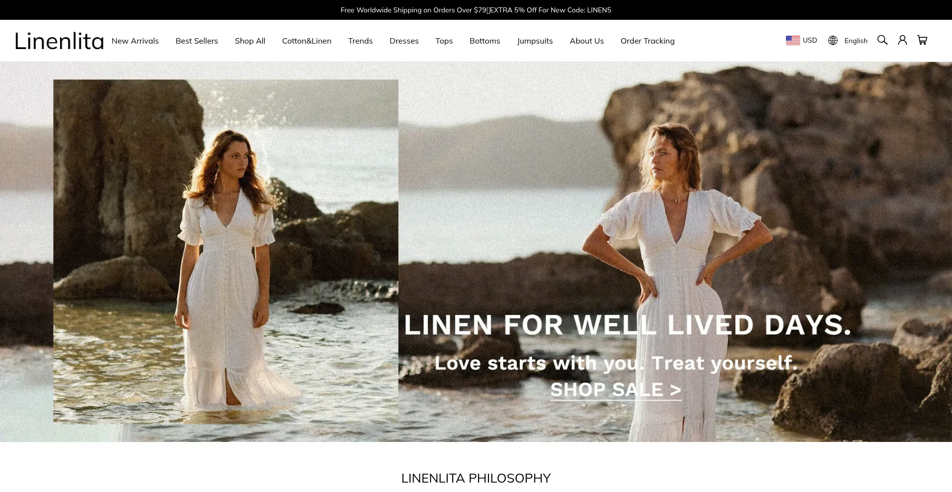 Website screenshot of Linenlita.com