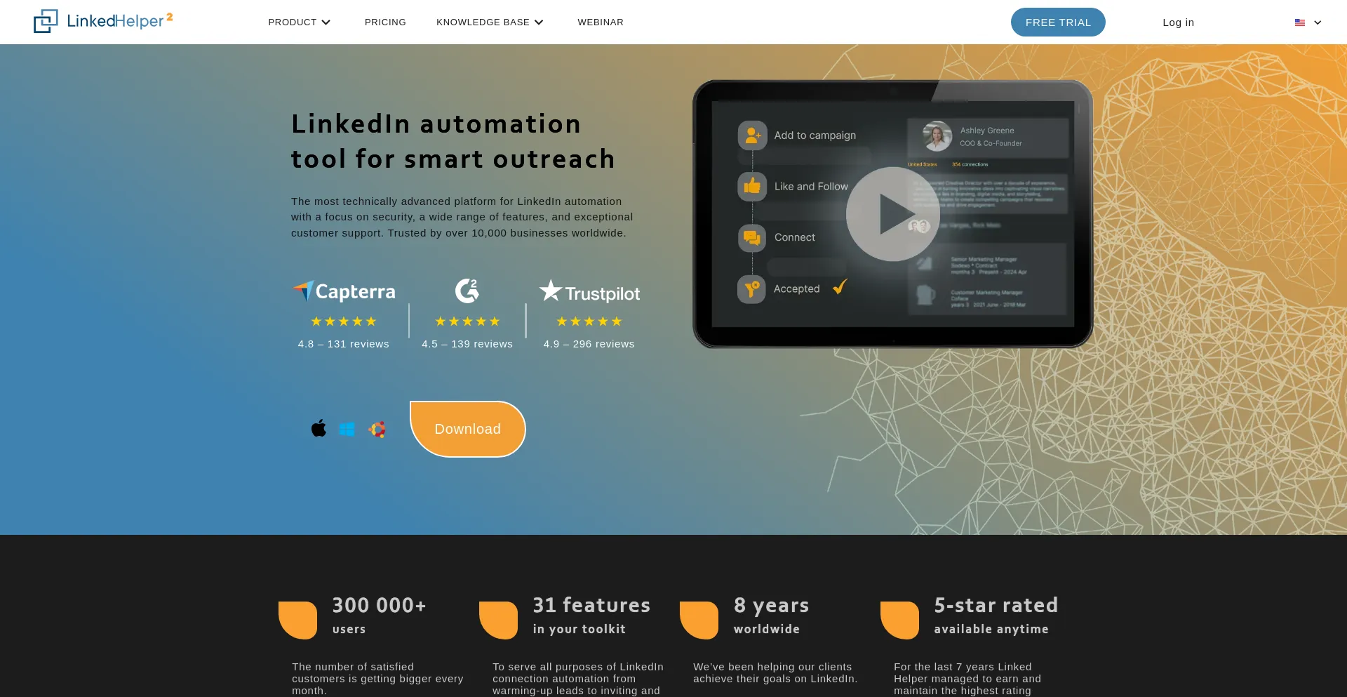 Website screenshot of Linkedhelper.com
