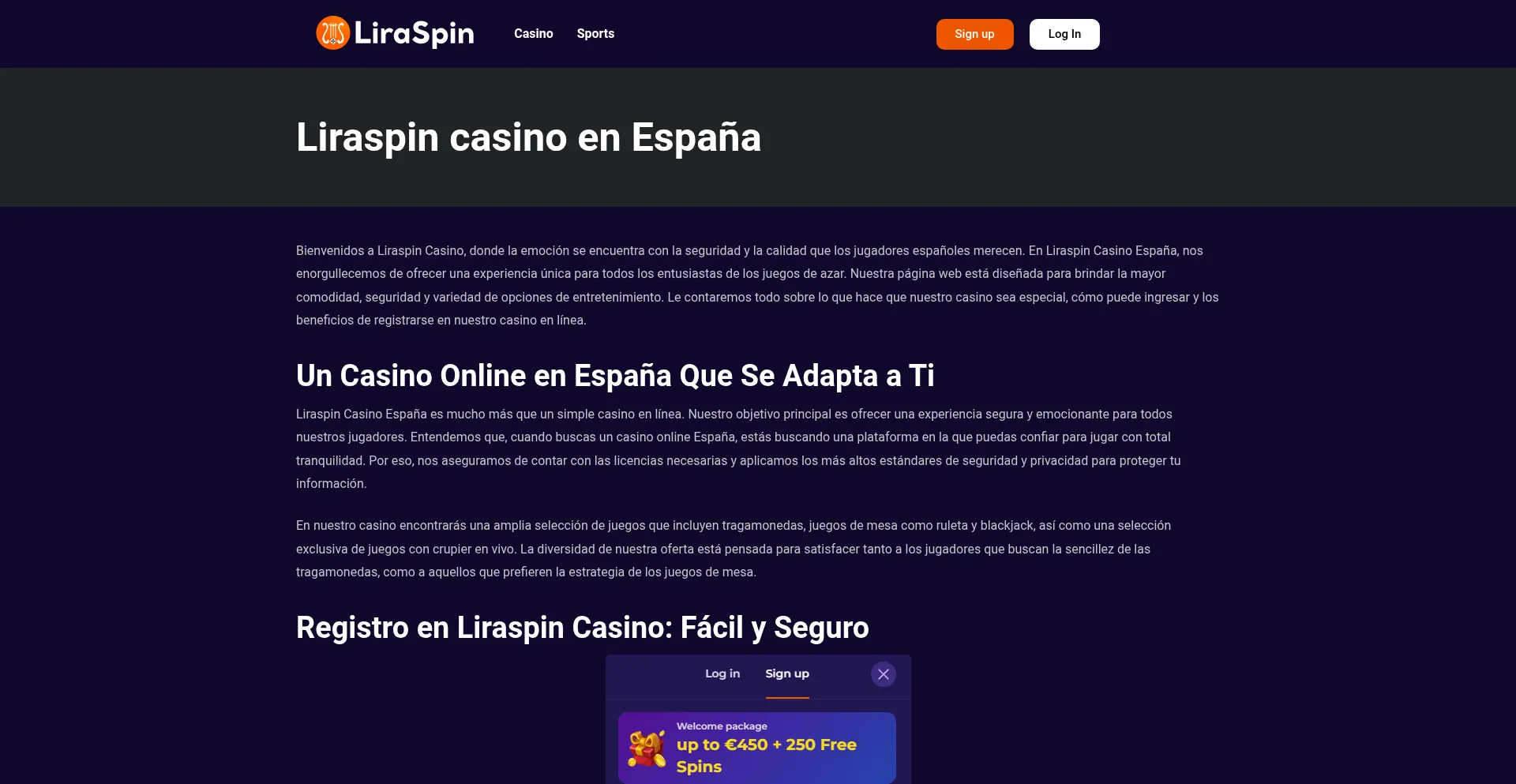 Website screenshot of Liraspincasino.net