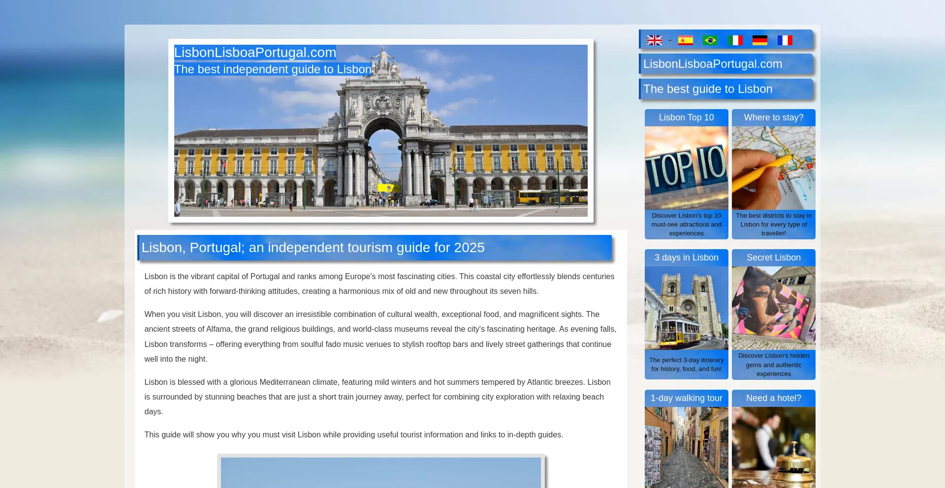 Website screenshot of Lisbonlisboaportugal.com