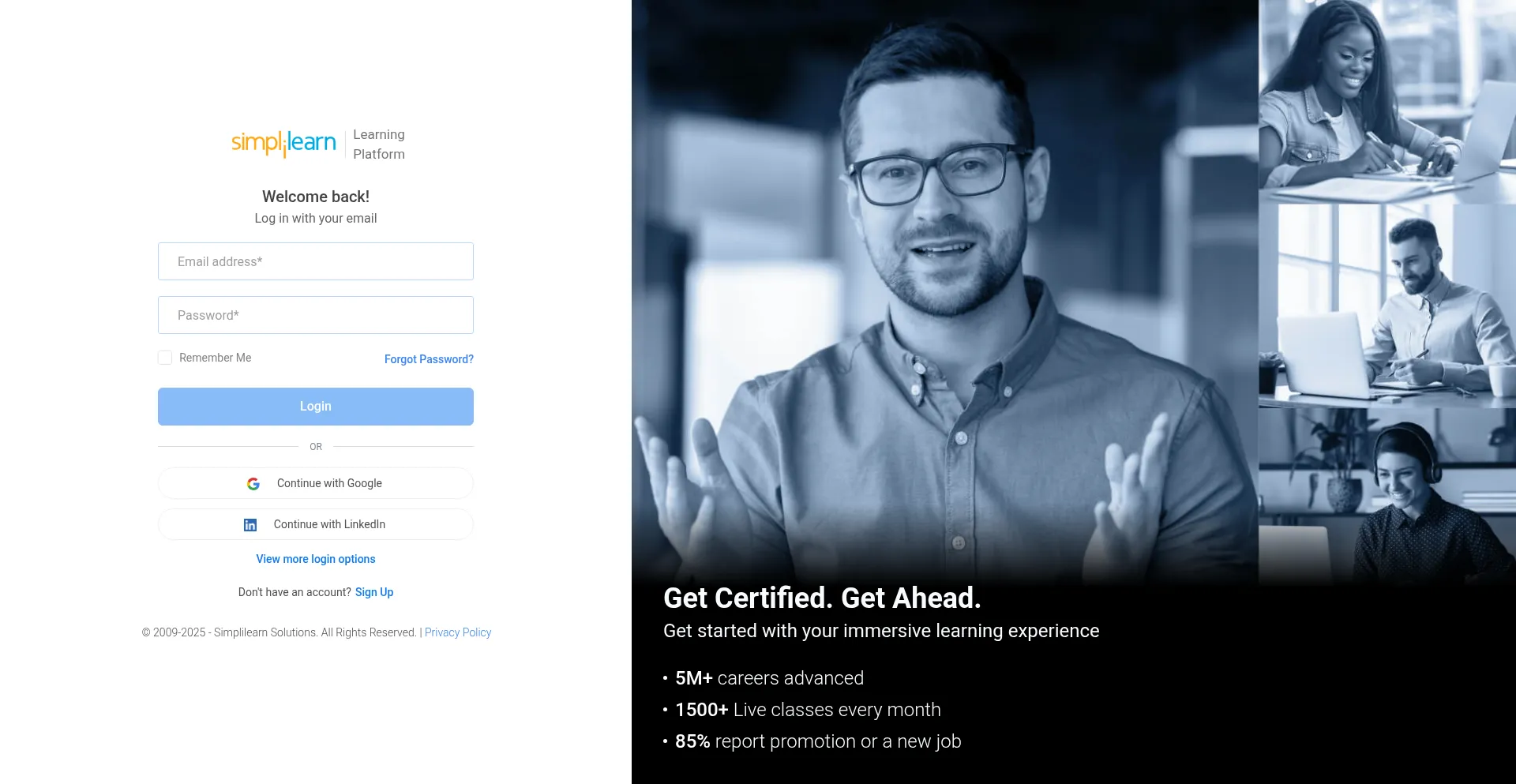 Website screenshot of Lms.simplilearn.com