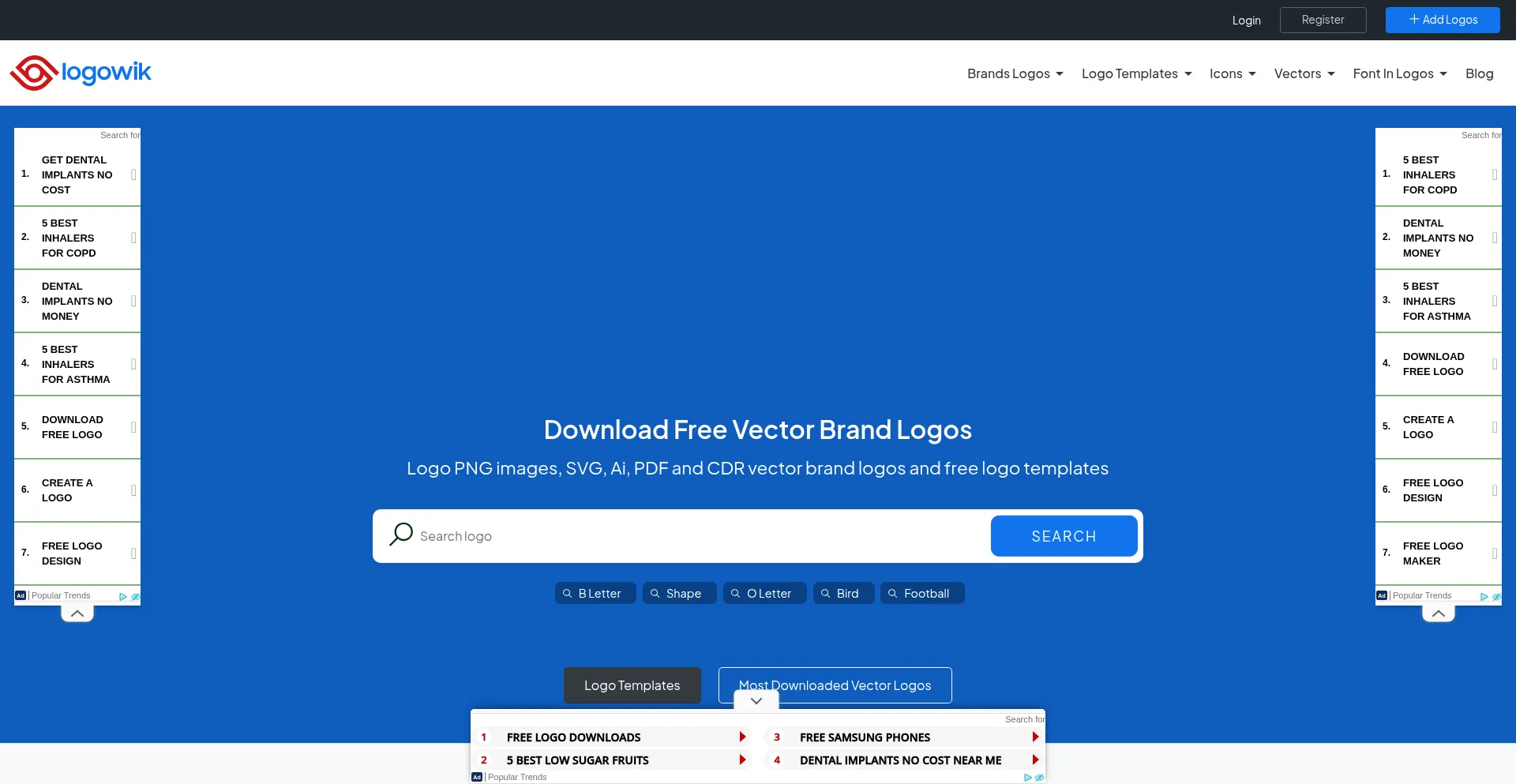 Website screenshot of Logowik.com
