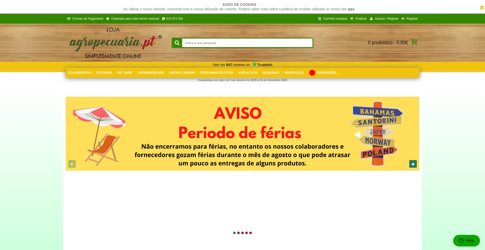 Website screenshot of Lojaagropecuaria.pt
