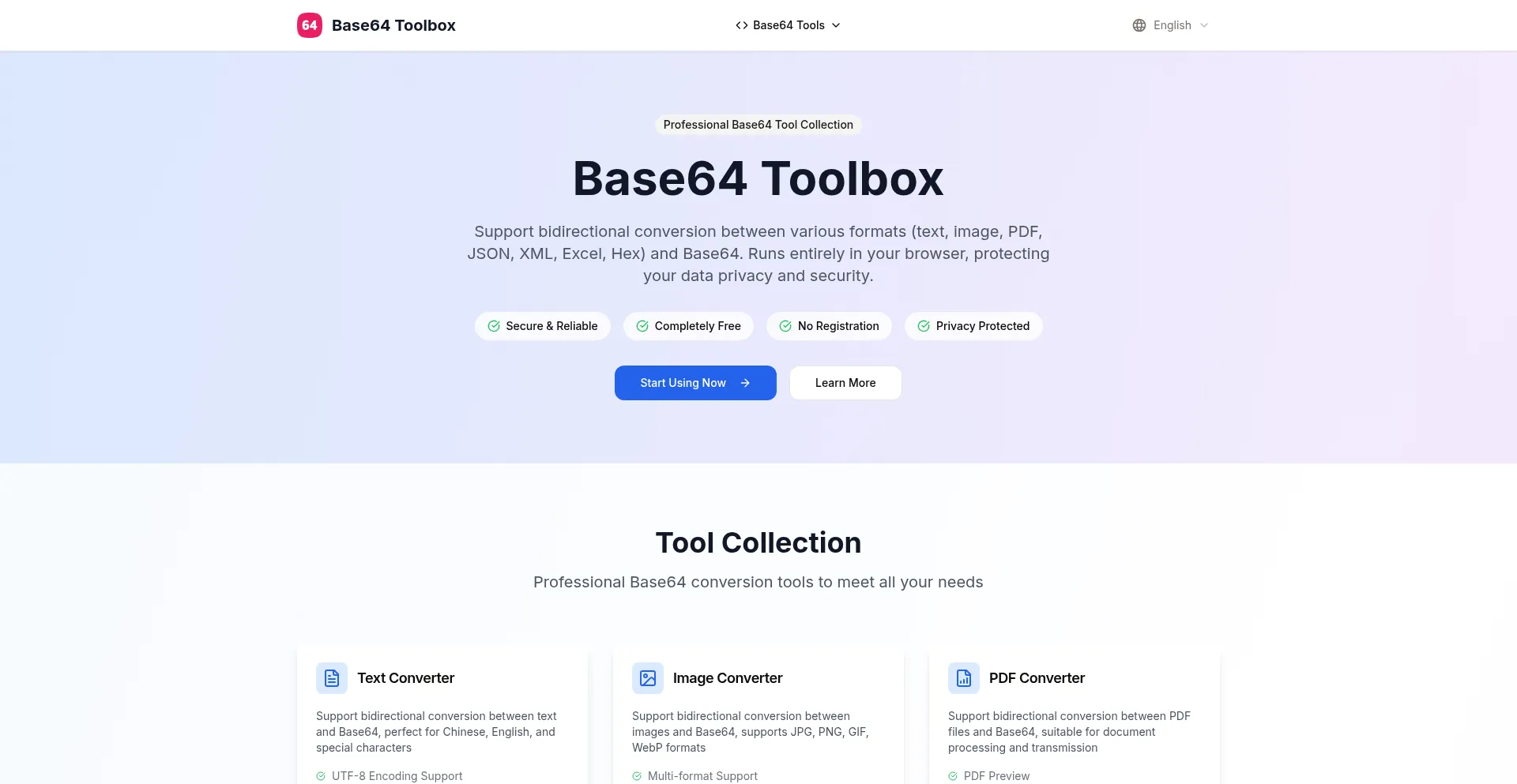 Website screenshot of Lovebase64.com