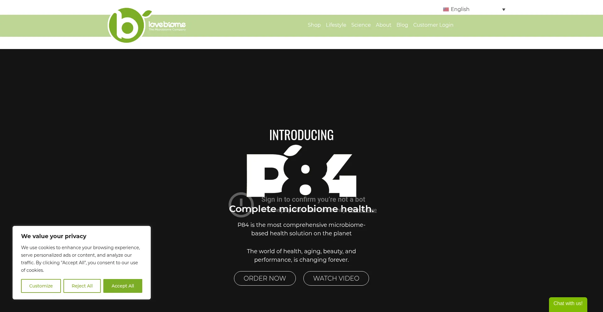 Website screenshot of Lovebiome.com