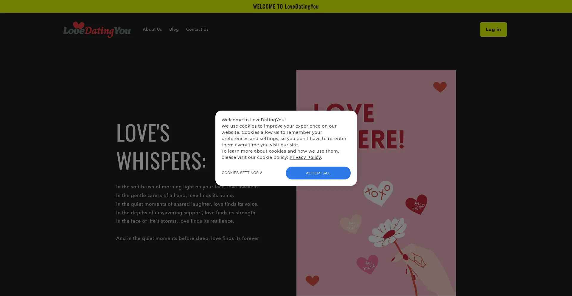 Website screenshot of Lovedatingyou.com