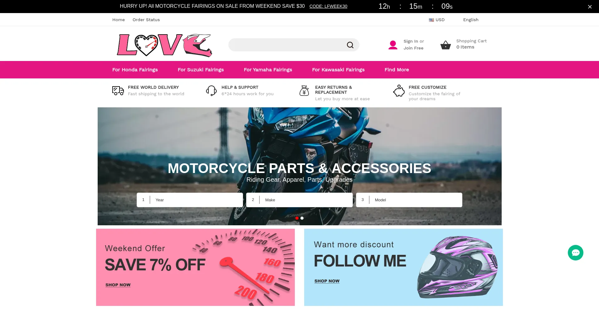 Website screenshot of Lovefairings.com