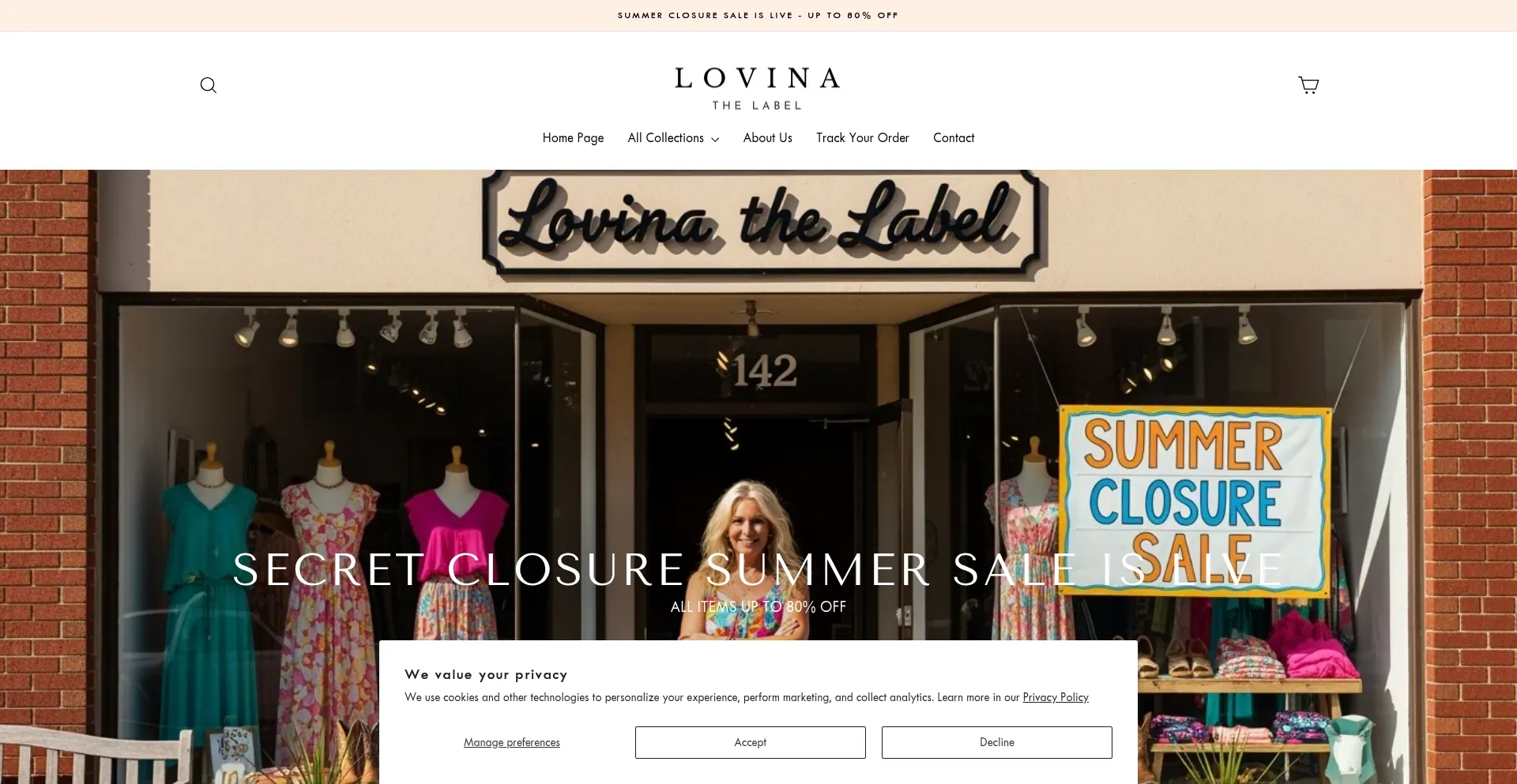 Website screenshot of Lovinalabel.com