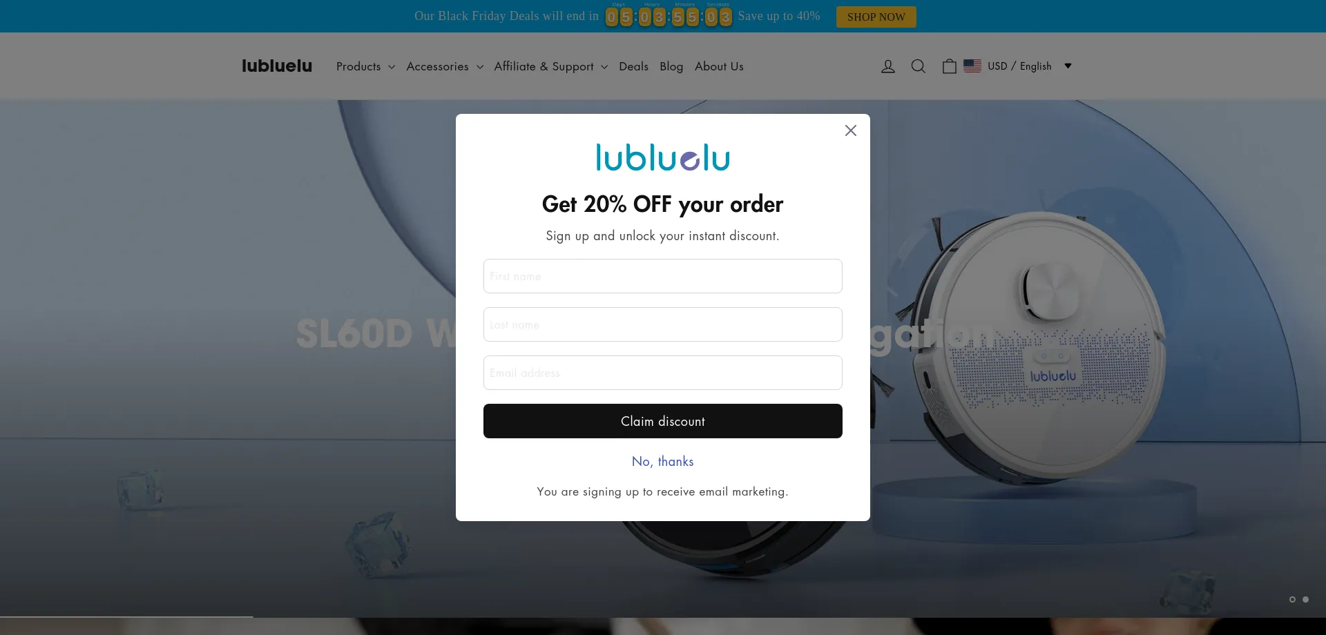 Website screenshot of Lubluelu.com