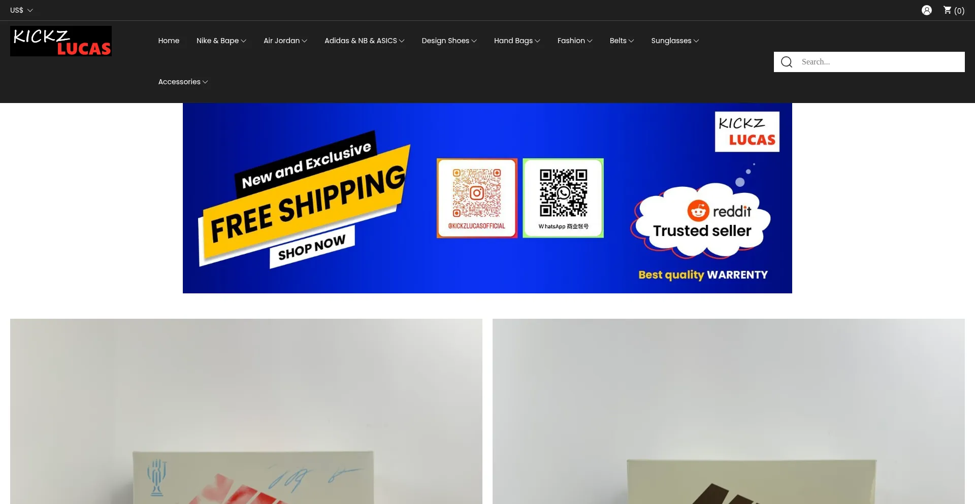 Website screenshot of Lucaskickz.com