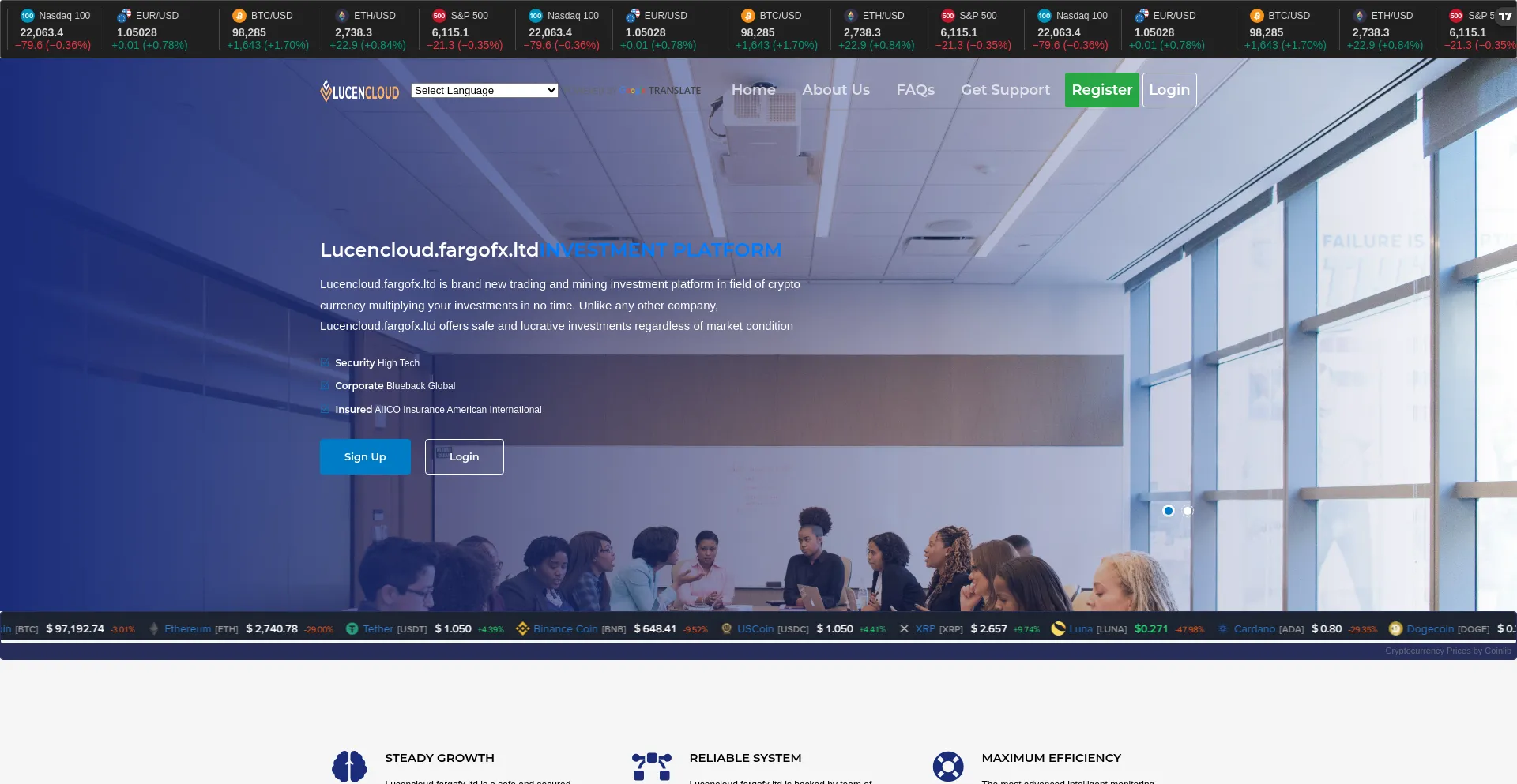 Website screenshot of Lucencloud.com