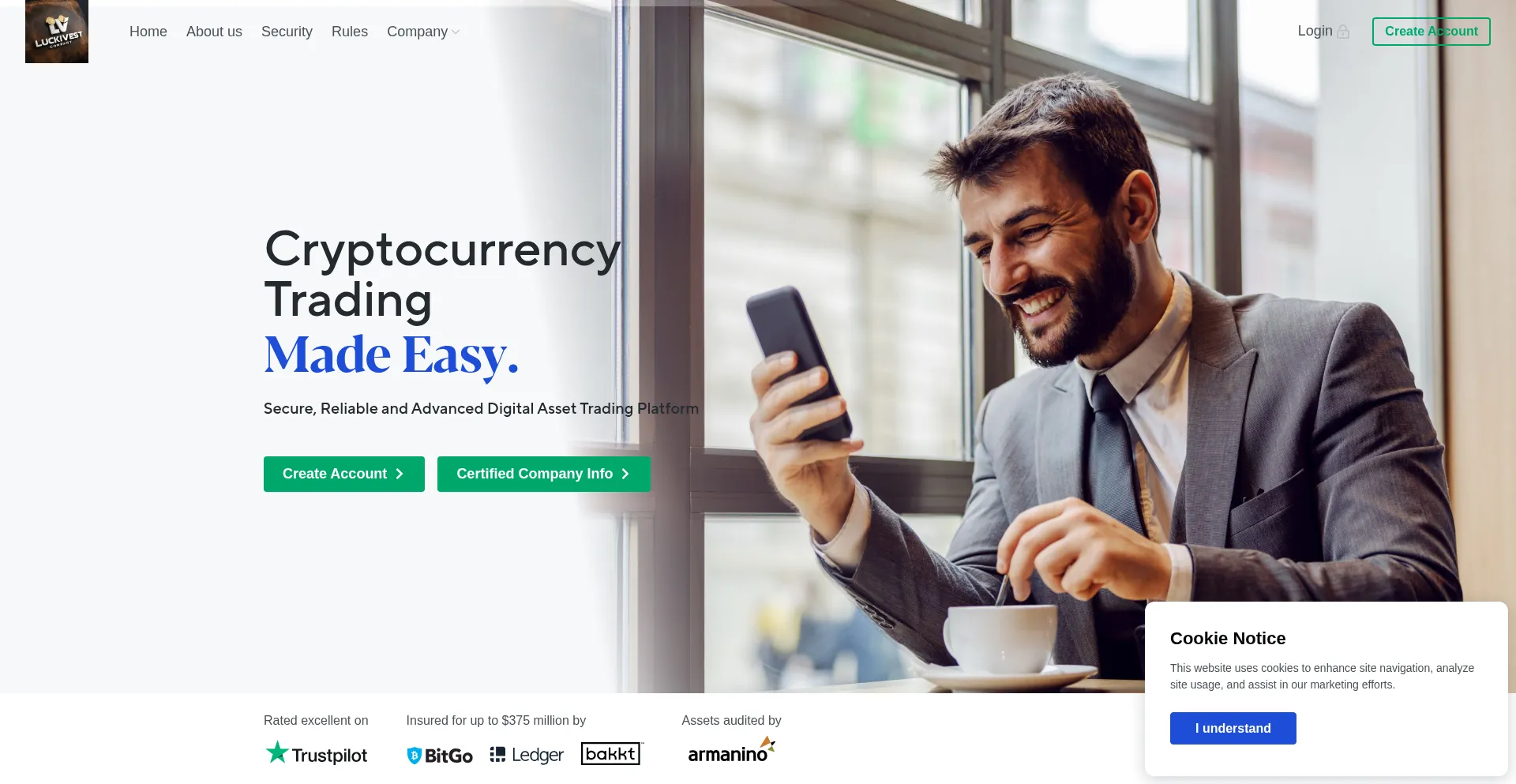 Website screenshot of Luckivestcompany.com